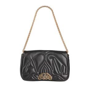 Alexander McQueen The Seal Quilted Small Shoulder Bag in Black/Gold